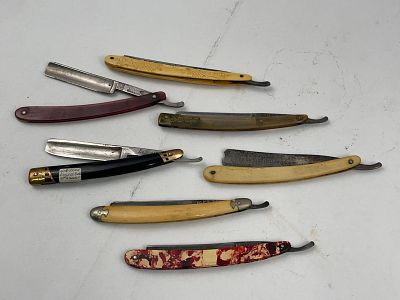 Engels, Nox & Levering Straight Razors. This assortment includes several vintage straight razors 
