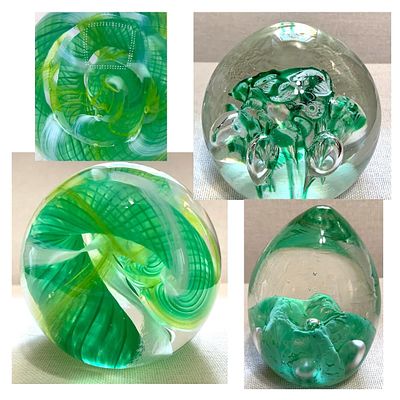 3 Vintage Studio Art Glass Paperweights: Scottish Caithness Sorcerer's Apprentice. * Large 3" 