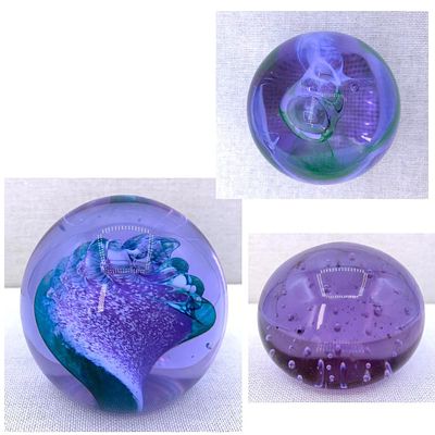 3 Fantastic Vintage Studio Art Glass Crystal Paperweights: Caithness Scotland. * Large 3 1/4" 