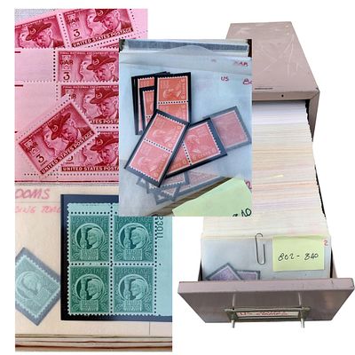 1800+ Antique to Vintage Unmounted US Mint Postage Stamps in Metal Storage Cabinet. Fantastic 