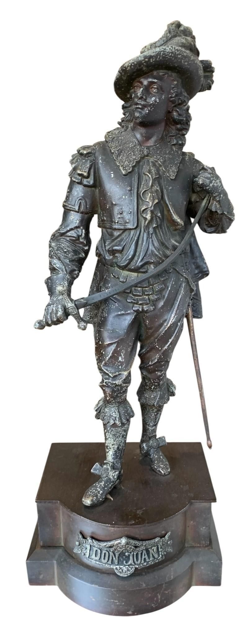 Lot 175: Large Vintage Cavalier Playboy Don Juan Cast Metal Sculpture