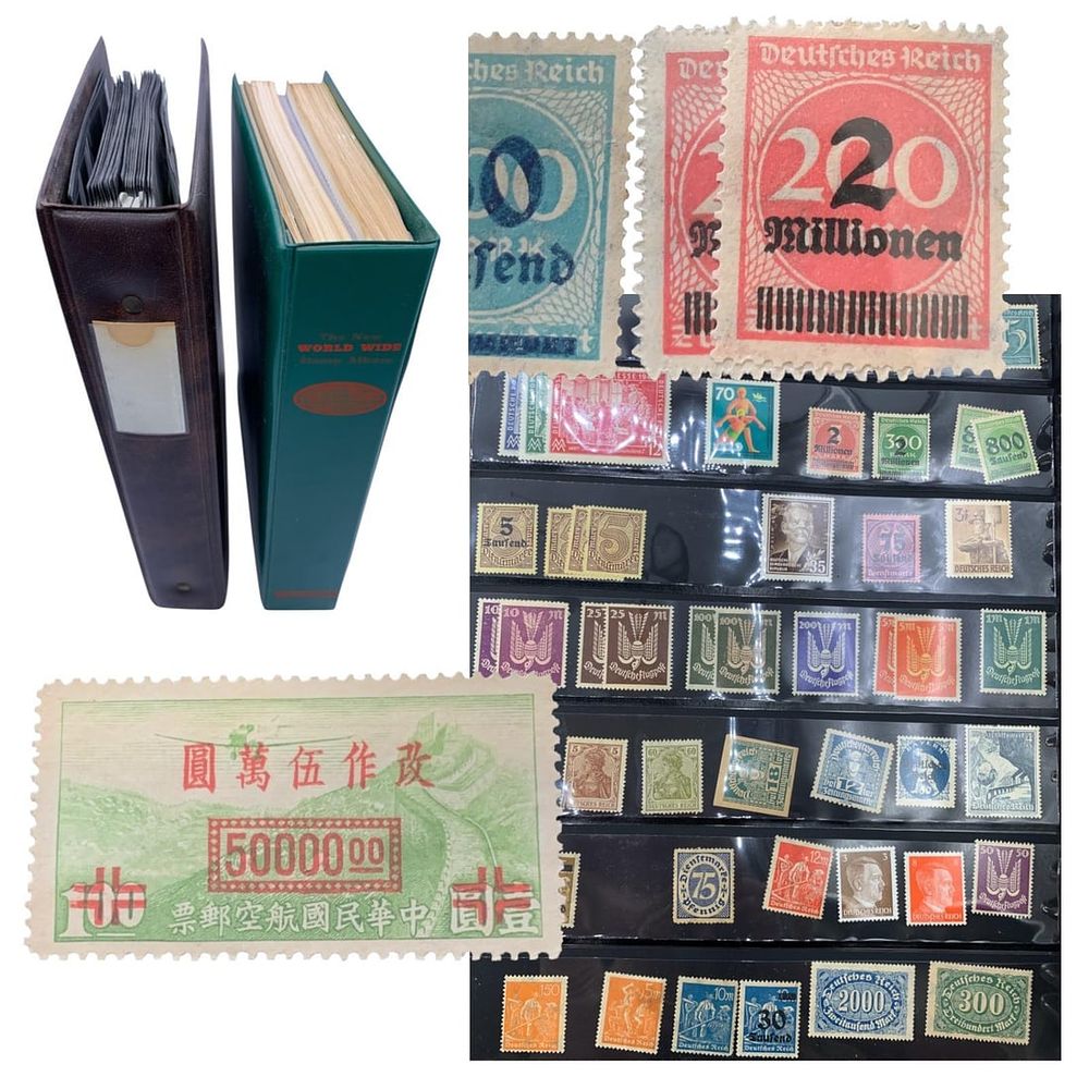 Lot 180: Over 1480 Antique to Vintage International Postage Stamps in 2 Storage Books