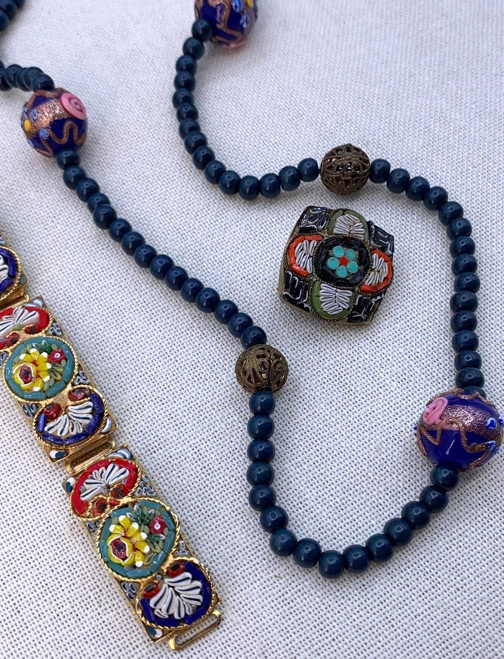 Lot 199: 3 pc Vintage Italian Millefiori, Venetian Art Glass, Jewelry Collection