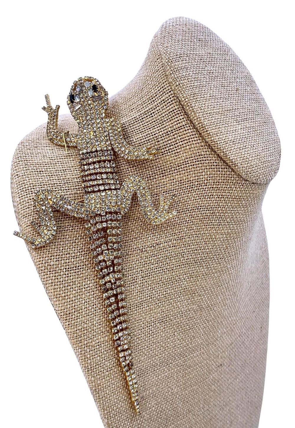 Lot 212: Large 7 inch Vintage Sparkling Rhinestone Lizard Shoulder Brooch