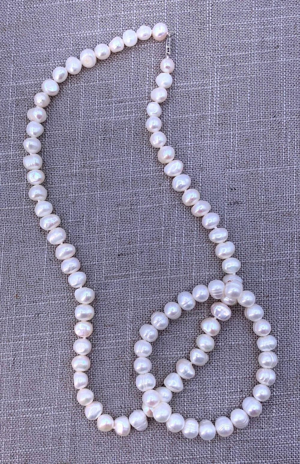 Lot 265: Glorious Winter White Baroque Freshwater Pearl 925 Necklace and Bracelet