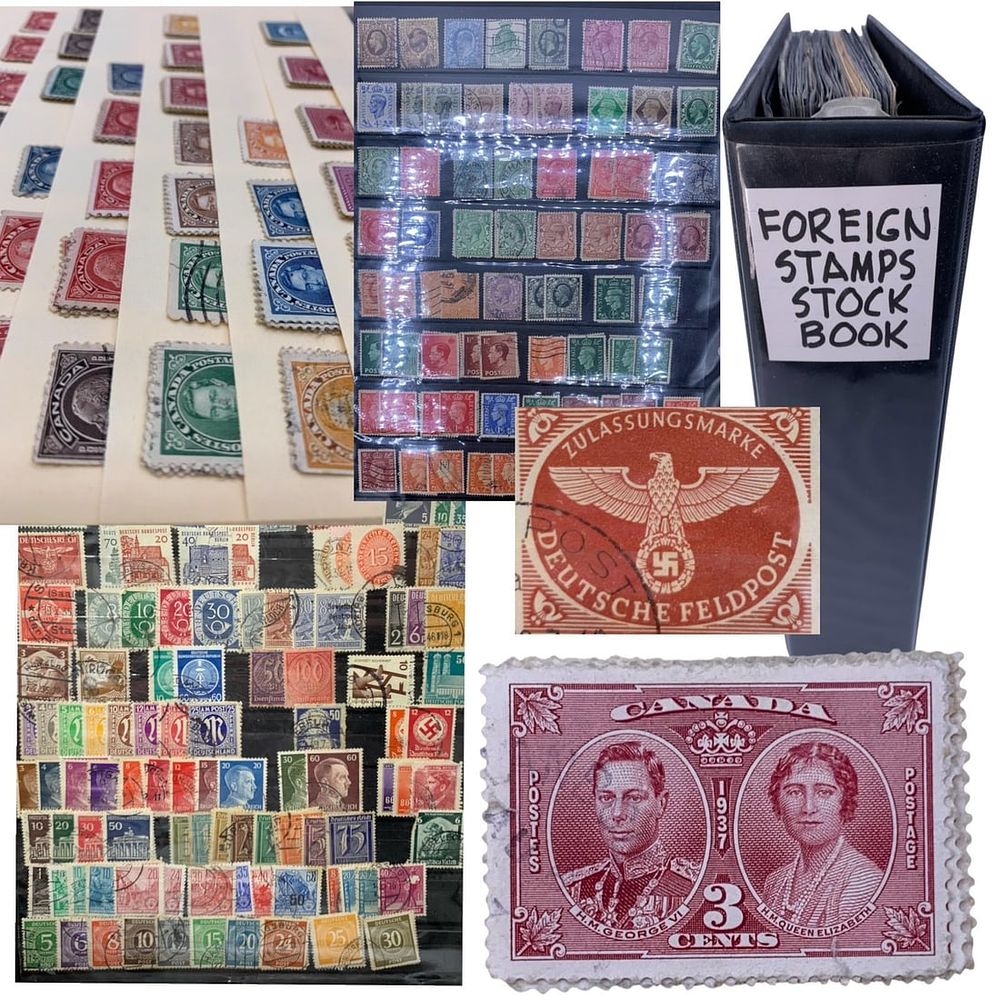Lot 266: 2100+ Antique to Vintage International Postage Stamps in a Storage Binder