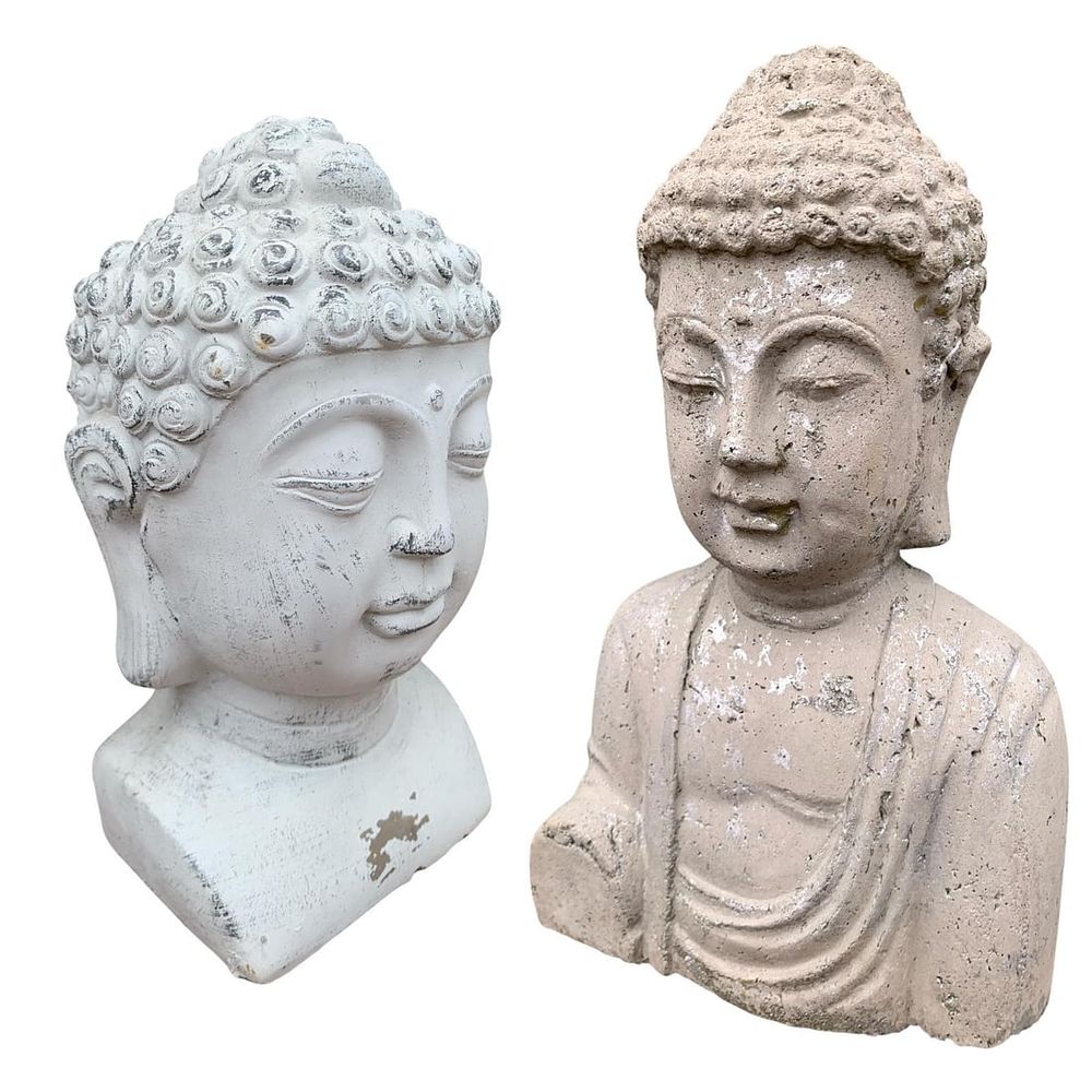 Lot 273: Two Cast Concrete Buddha Altar, Zen Garden, Deity Sculptures