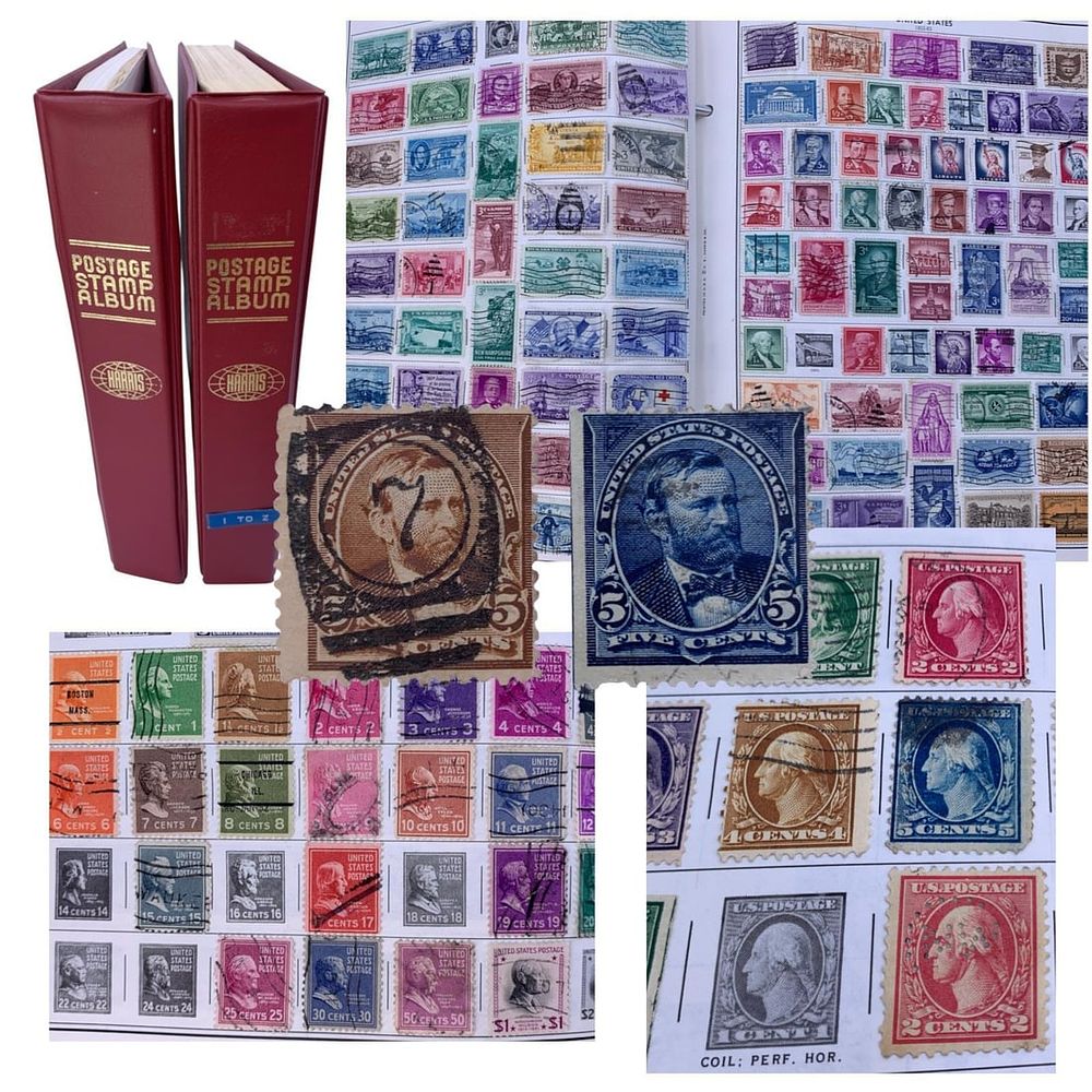 Lot 289: 1100+ Antique to Vintage United States and International Postage Stamps in 2 Storage Binders