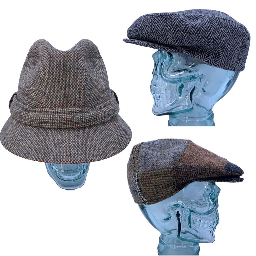 Lot 296: Vintage Hanna Hats Irish Wool Patchwork, Herringbone, Caps and Country Gentleman Traveler Fedora