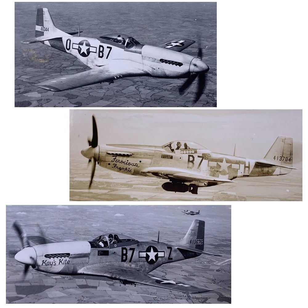 Lot 312: 3 pc 374th/361st Fighter Squadron Personal WWII US Soldier Photo Lot: Ferocious Frankie, Kay's Kite