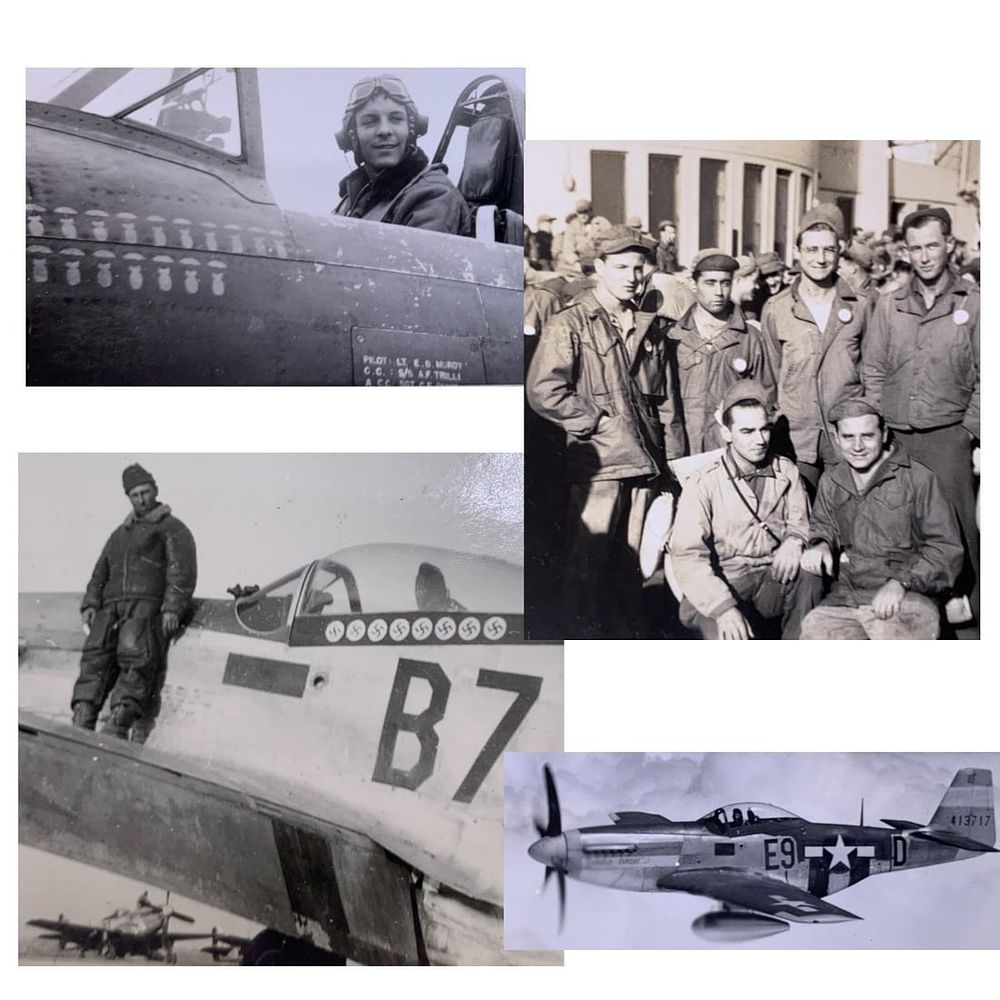 Lot 314: 6 pc 374th/361st Fighter Squadron Personal WWII US Soldier Photo Lot: Capt. E B Murdy P-47