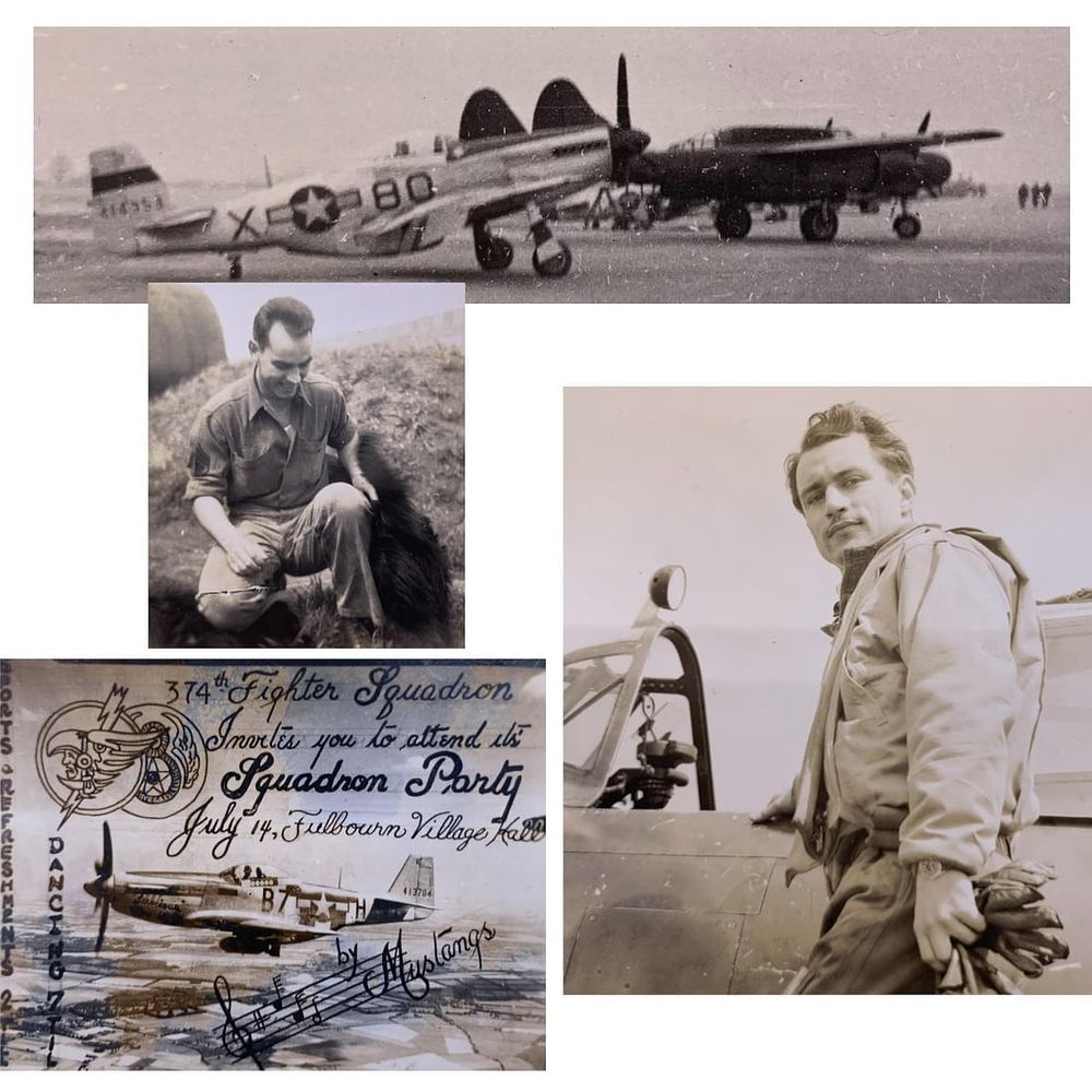 Lot 316: 6 pc 374th/361st Fighter Squadron Personal WWII US Soldier Photo Lot: Maj C H Bergman, Fulbourn Hall