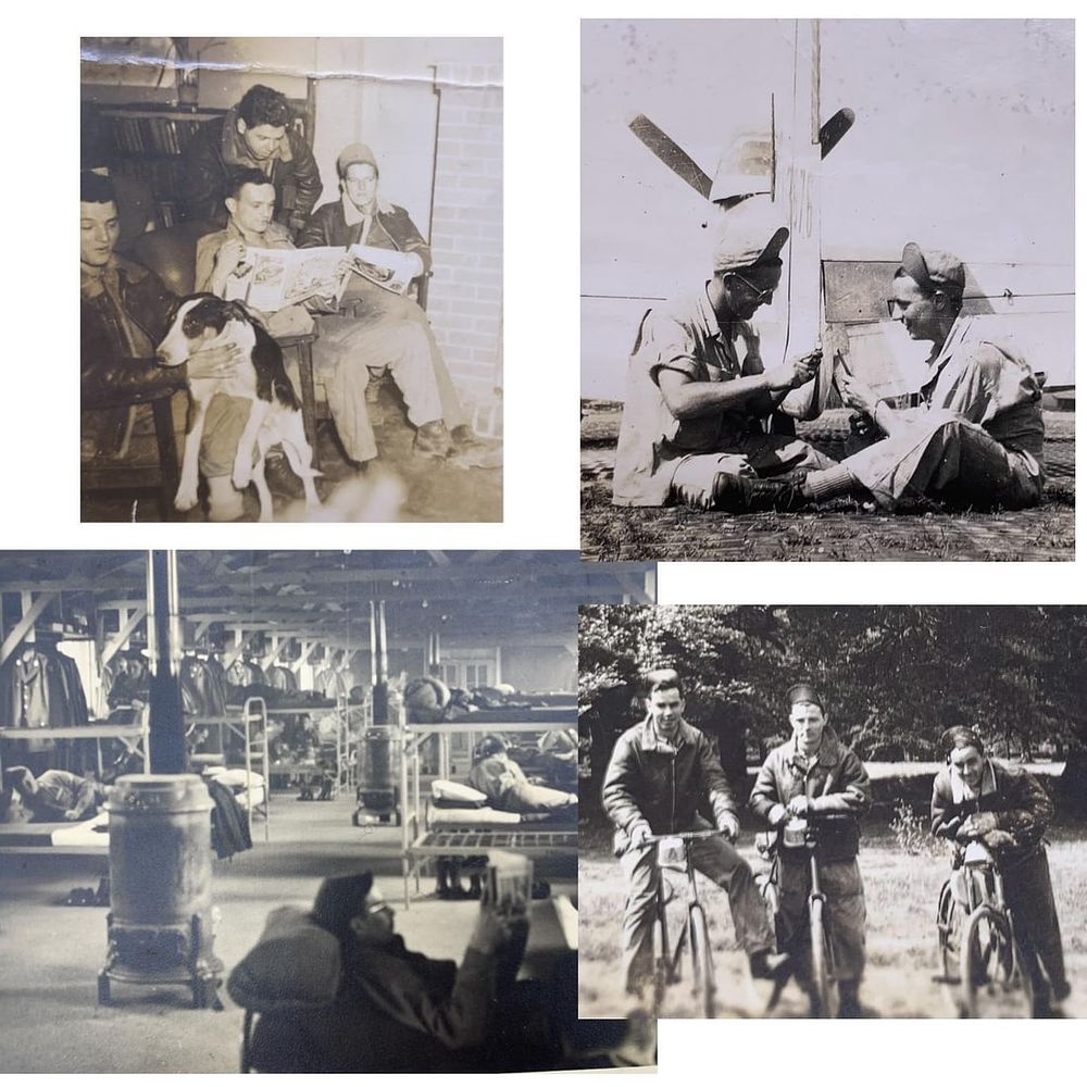 Lot 319: 8 pc 374th/361st Fighter Squadron Personal WWII US Soldier Photo Lot: Barracks, Red Cross