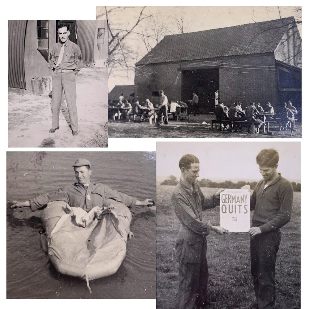 Lot 321: 7 pc 374th/361st Fighter Squadron Personal WWII US Soldier Photo Lot: Germany QUITS, Camp in Belgium