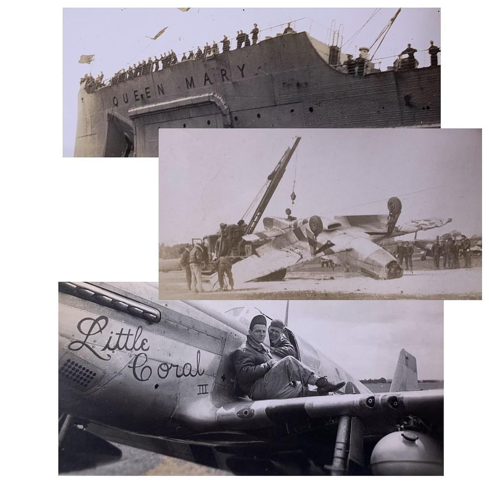 Lot 323: 8 pc 374th/361st Fighter Squadron Personal WWII US Soldier Photo Lot: Little Coral, Queen Mary