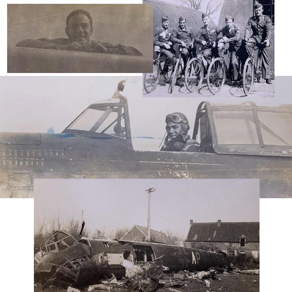 Lot 325: 7 pc 374th/361st Fighter Squadron Personal WWII US Soldier Photo Lot: Lt John Wood P-47 Thunderbolt