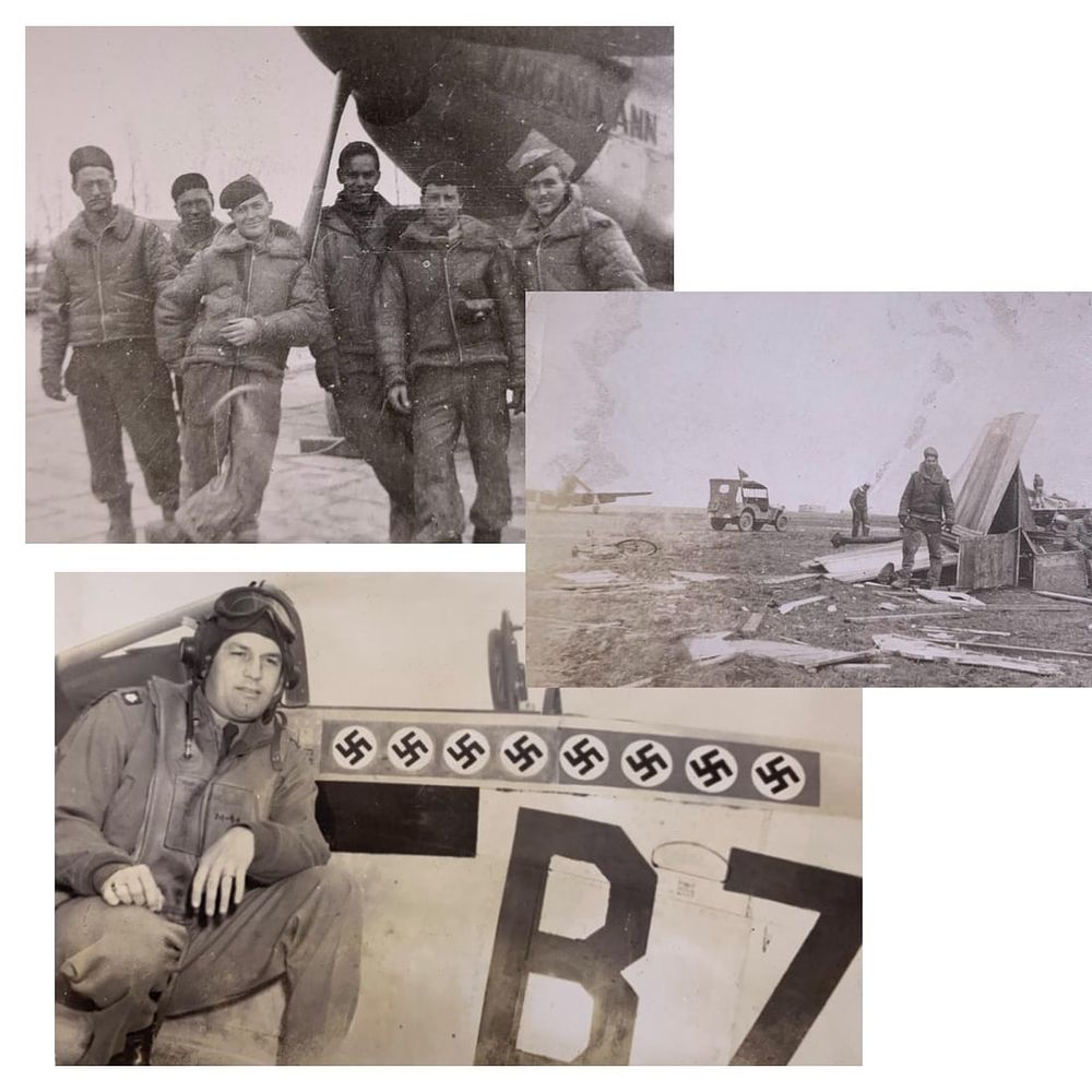 Lot 326: 7 pc 374th/361st Fighter Squadron Personal WWII US Soldier Photo Lot: VIRGINIA ANN, Col Roy Webb