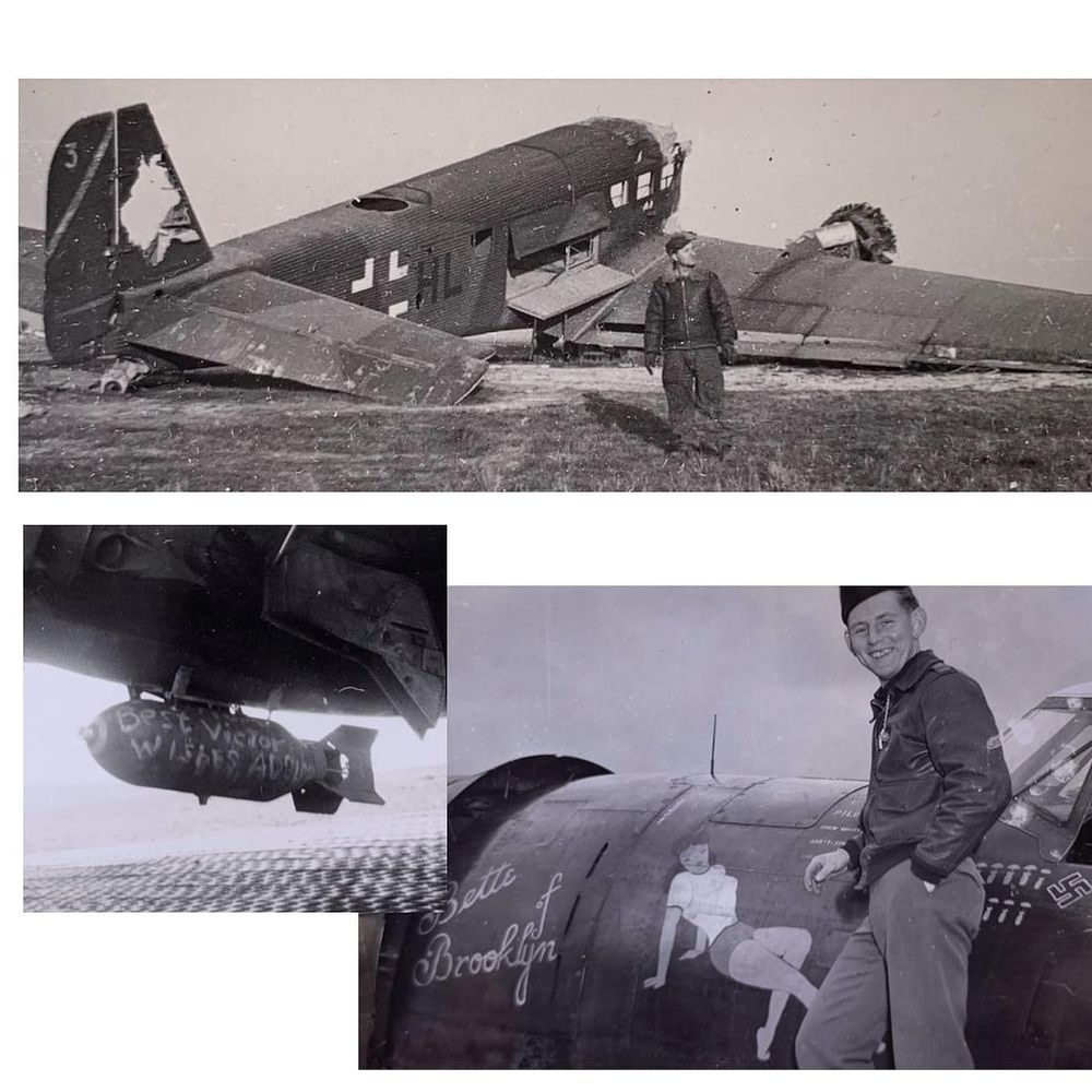 Lot 329: 8 pc 374th/361st Fighter Squadron Personal WWII US Soldier Photo Lot: Bette of Brooklyn, Adolph Bomb