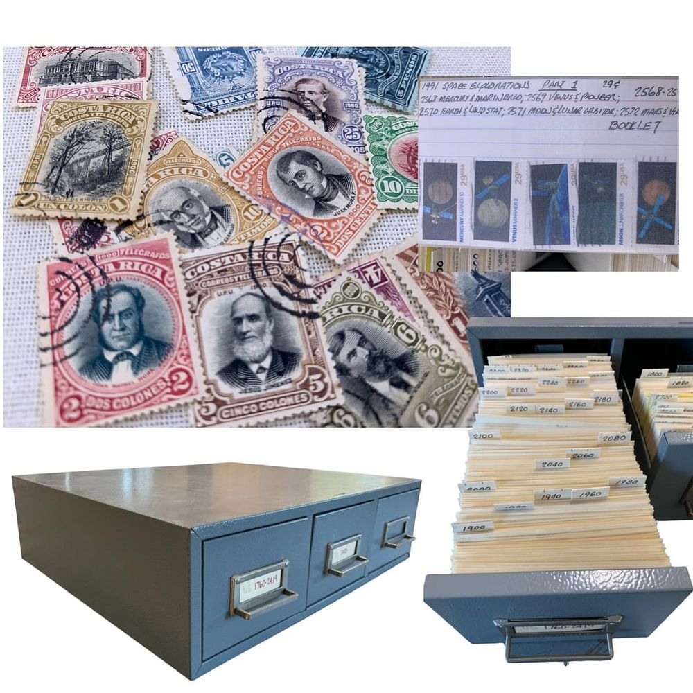 Lot 340: Over 3500 Antique to Vintage US and International Postage Stamps 3 Drawer Storage Cabinet