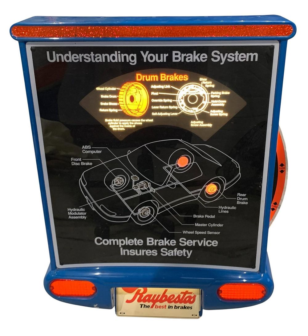 Lot 363: Working Light Up Vintage Garage, Auto Repair Shop, Raybestos Mechanical Advertising Brake Sign