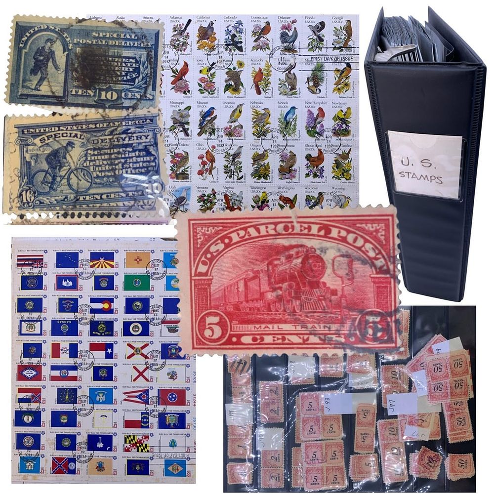 Lot 364: 850+ Antique to Vintage United States Postage Stamps, Stamp Sheets and Prepaid Mailing Envelopes