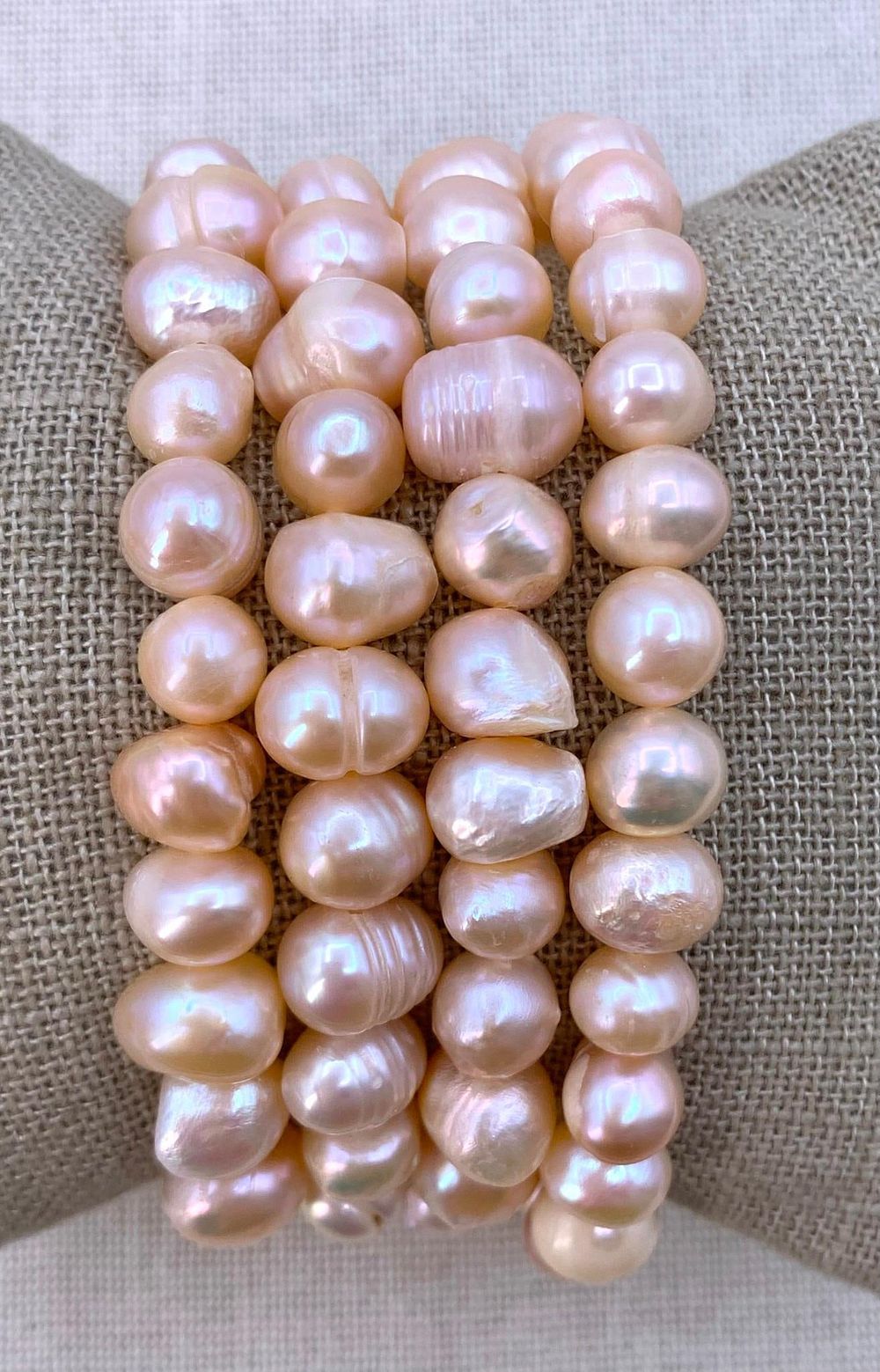 Lot 420: 4 Ethereal Apricot Baroque Freshwater Pearl Bracelets