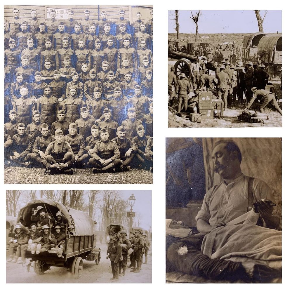 Lot 426: 5 pc WWI Era Field Hospital Photograph, Canadian Artillery Troops & US Army Co. E 351st Infantry