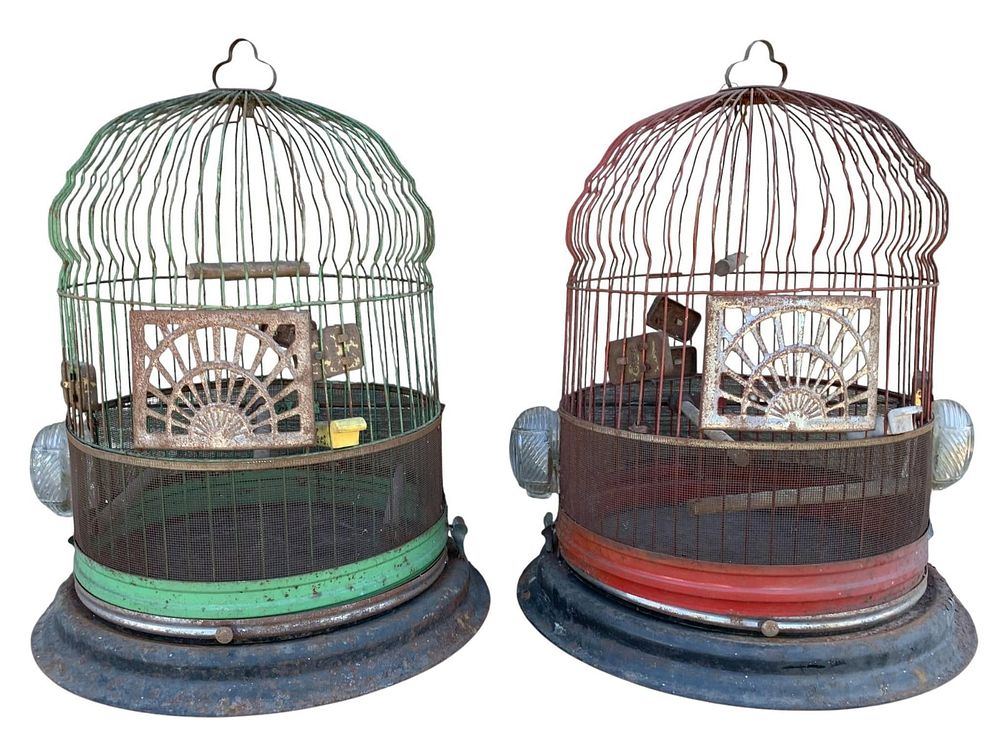 Lot 443: 2 Large Domed 1930s Art Deco Bird Cages