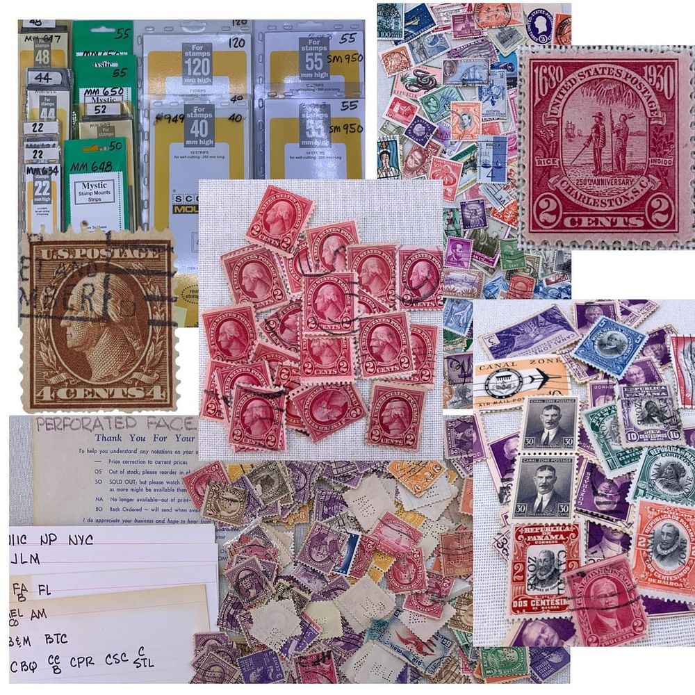 Lot 450: 1300+ Antique to Vintage United States and International Postage Stamps and Philately Supplies