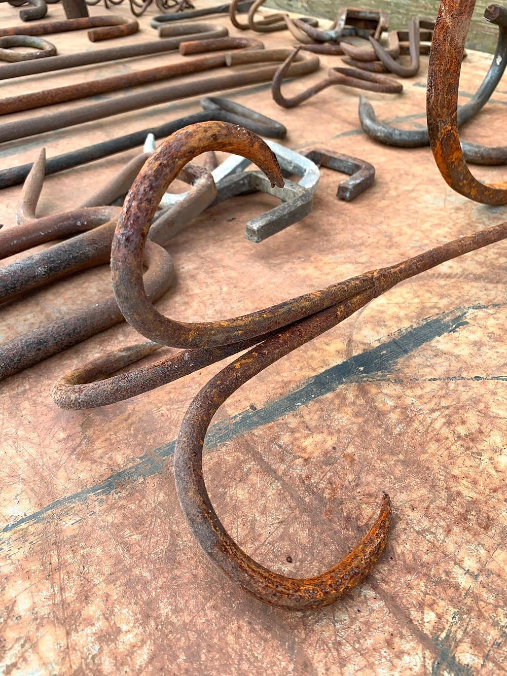 Lot 451: 40 pc Primitive Farmhouse, Homestead, Meat, Hay, Grapple Metal Hook Collection