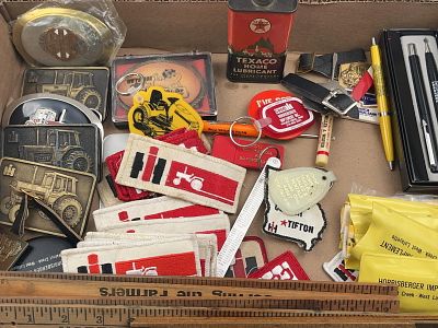 IH & Case IH Memorabilia with Texaco Tin. An assortment of agricultural and automotive 