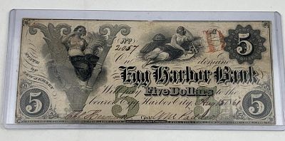 Egg Harbor Bank $5 Note, NJ 1861. A $5 obsolete banknote issued by The Egg Harbor Bank, located 