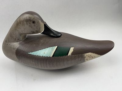 Byron Bodt Wooden Gadwall Hen Decoy. 11 x 4.5 inches. This hand-painted wooden duck decoy 