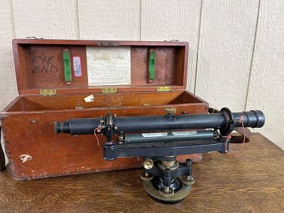 Buff & Buff Cased Wye Level. A precision wye level surveying instrument manufactured from brass 