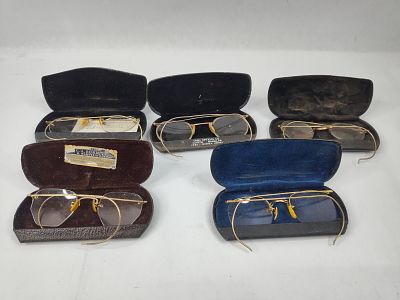5 Pairs 12K Gold Filled Eyeglasses. 12K GF glasses. Five pairs of spectacles and their 