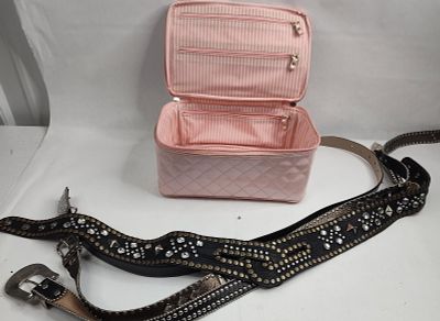 Victoria's Secret Case & Fashion Belts. A collection comprising one cosmetic case and five 