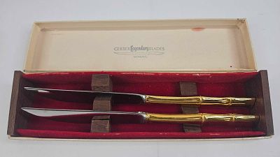 Pair Gerber Miming Steak Knives. A pair of steak knives in the Miming pattern by Gerber 