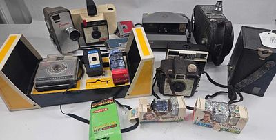 Cameras: Kodak, Polaroid & Agfa. An assortment of mid-20th-century photographic equipment 
