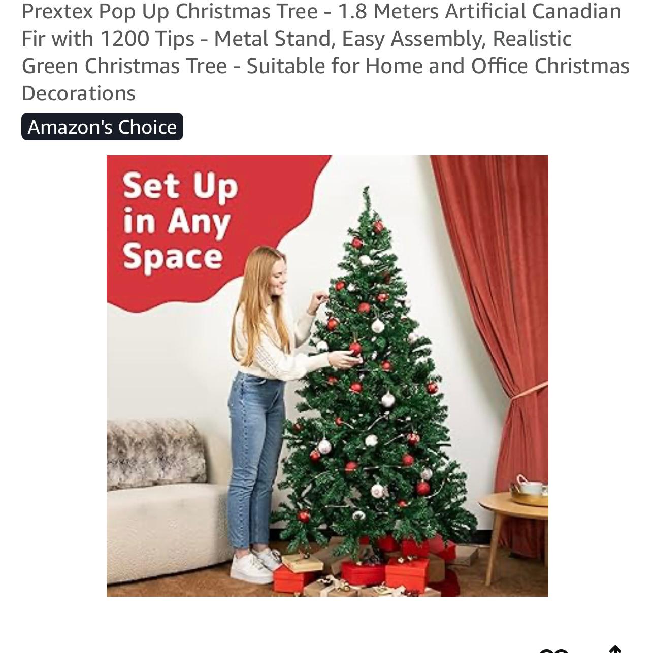 Auction247 | Subasta TREES | Prextex 1.8M Pop-Up Christmas Tree – 1200 Tips – Realistic Canadian Fir – Easy Assembly