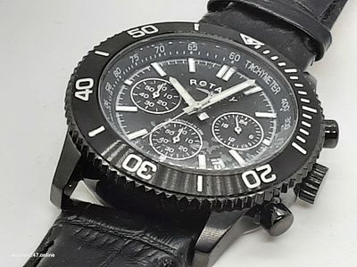 Rotary Chronograph black men's watch. Rotary Chronograph men's watch, fully working with 
