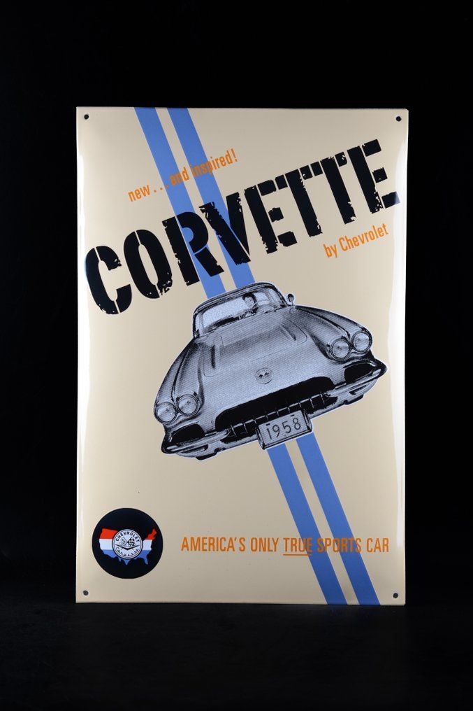 Lot 155: Enamel sign Crovette logo and drawing design - traditional technique of manufacturing, beautiful strong relief