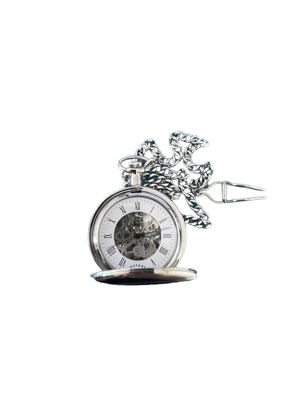 Lot 173: Rotary Full Hunter. Pocket Watch with a Silver Coloured Dial, Roman Numerals & Sapphire Glass. 100M Water Resistant.