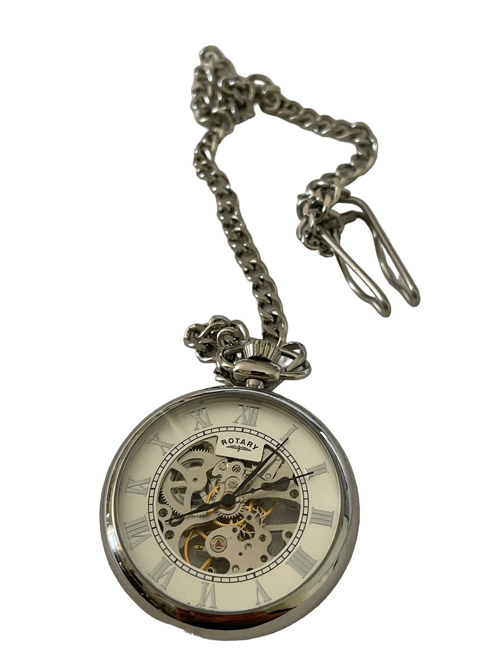 Lot 174: Rotary mechanical stainless steel Pocket Watch.