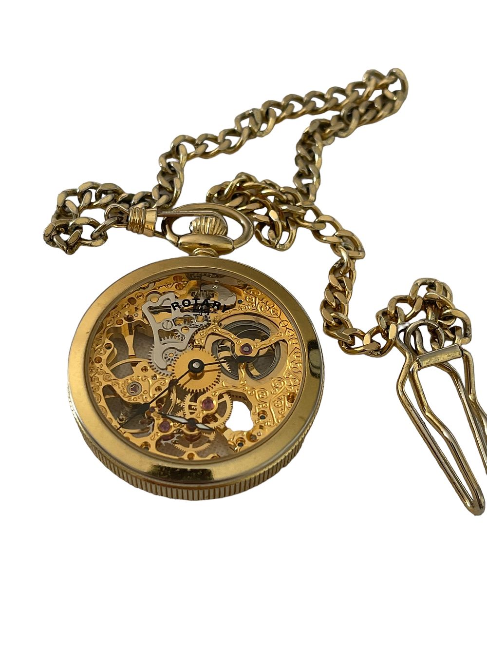 Lot 175: Gold Plated Rotary Mechanical Pocket Watch with a Gold Coloured Dial, Roman Numerals & Sapphire Glass