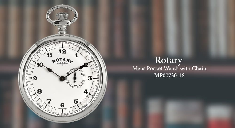 Lot 194: Rotary Watch Mens Stainless steel Pocket Watch on Chain No Reserve