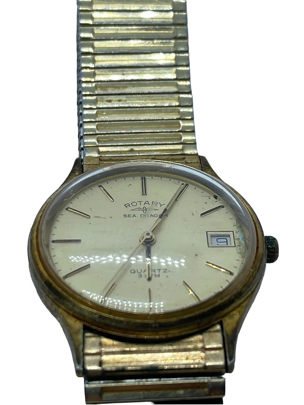Lot 227: Rotary vintage men quartz sea dragon gold plated watch