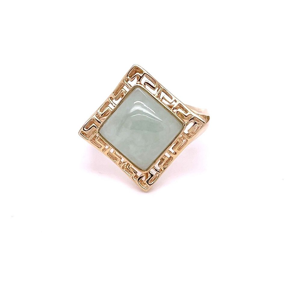 Lot 240: 14CT YELLOW GOLD JADE STONE DESIGNER DRESS/COCKTAIL RING HALLMARKED SIZE Q