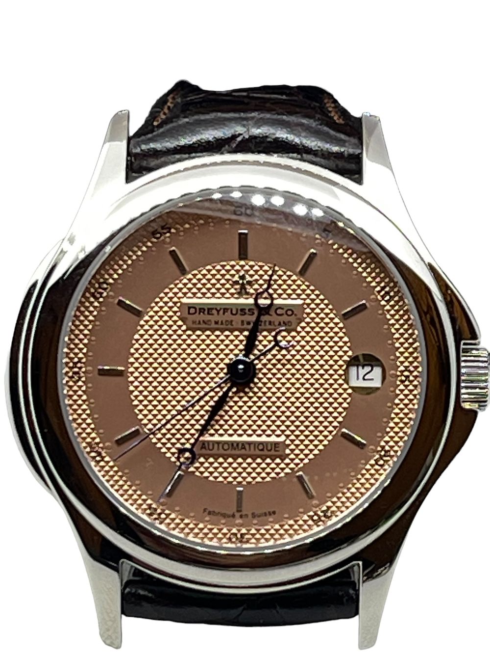 Lot 246: DREYFUSS HAND MADE SWISS AUTOMATIC MENS WATCH WITH BOX PAPERS AND 2 YEAR MANUFACTURERS WARRANTIES. RRP £790 VERY VERY COLLECTABLE