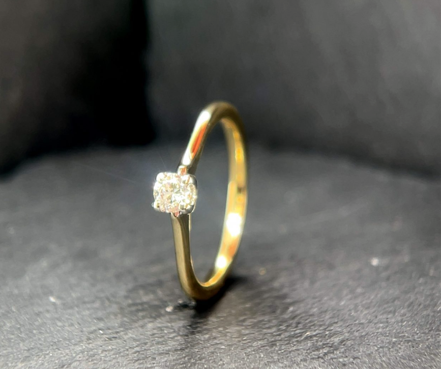 Lot 253: 9ct Yellow Gold Solitaire Ring 0.20ct. Ring Size	 J K L M N O P