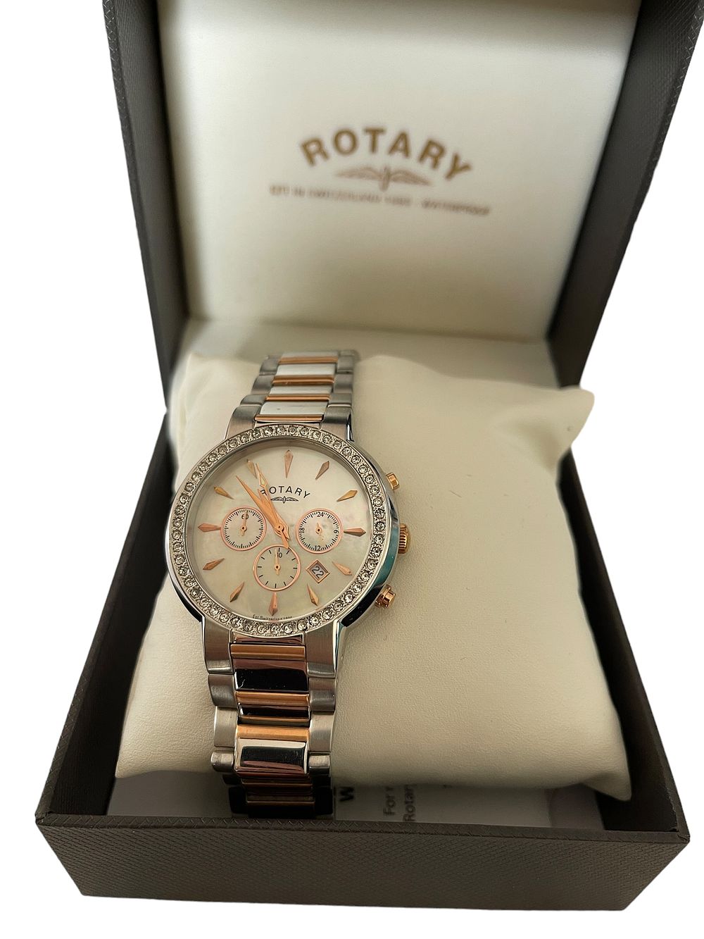 Lot 274: Rotary Ladies chronograph watch, Brand new with box and papers with a 2 year main agent warranty.